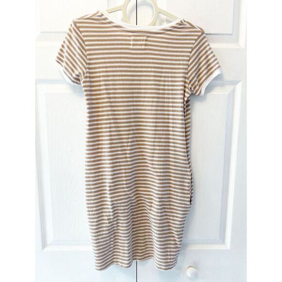 Nation LTD Olivia Pocket T-Shirt Dress Tan White Size X-Small XS - Picture 9 of 9